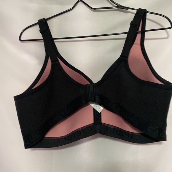 Cacique LIGHTLY LINED NO WIRE WO SIZE 44C Sheer Black and Pink Dot Bra. CLEAN - Picture 9 of 11